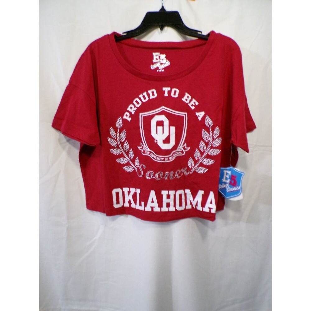 E5 College Classics Women's Cropped T-Shirt Large Oklahoma Sooners Red